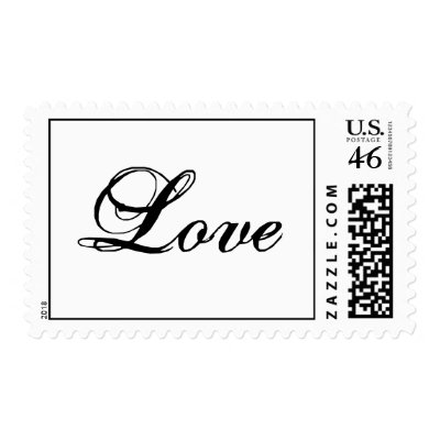 Love Postage Stamp Black and White