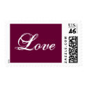 Love Postage Stamp_White on Wine by monogramgallery Love Postage Stamp_White on Wine