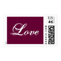 Love Postage Stamp_White on Wine