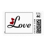 Love Postage Stamps with red hearts