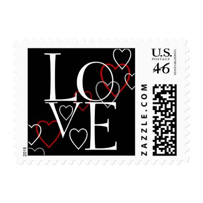 Love Postage Stamps for Weddings Red Black
