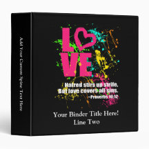 Love Proverbs Bible Verse Neon Paint Splatter Binder
