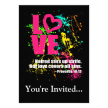 Love Proverbs Bible Verse Neon Paint Splatter Custom Invites