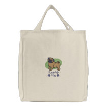 Love Pug embroidered bags by Diva_Pets Love Pug embroidered bags