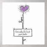 Love-purple heart flower print