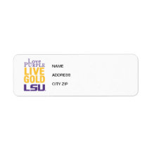 Love Purple Live Gold LSU Logo Return Address Label