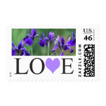 Love Purple Wedding Invitation Postage Stamps