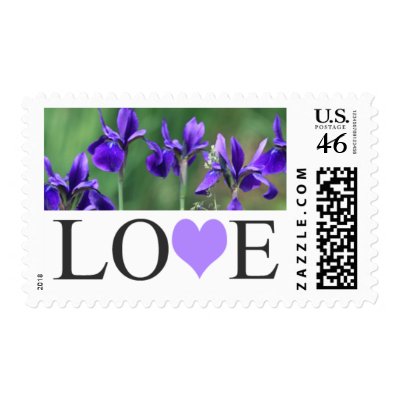 Love Purple Wedding Invitation Postage Stamps