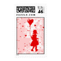 love rain down on me. girl with heart balloon. postage by asyrum love rain down on me. girl with heart balloon. postage