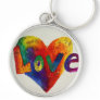 Love Rainbow Heart Art Word Painting Keychain