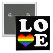 Love Rainbow Pride Pinback Buttons