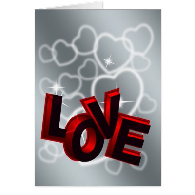 LOVE red and black text on silver back Cards Zazzle_card LOVE red and black text on silver back Cards Zazzle_card