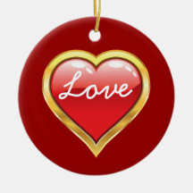 Love Red Golden Heart Valentine’s Day ornament