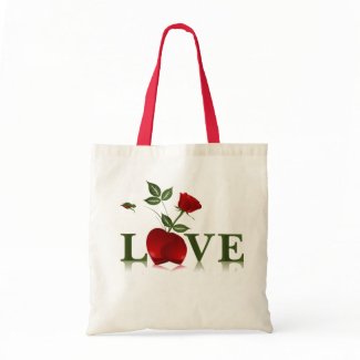 LOVE - RED HEART AND ROSE bag