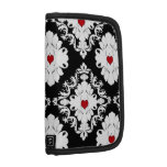 love red hearts black white girly damask pattern organizers