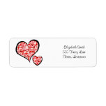 Love Romance Hearts Red, White, Black Custom Return Address Labels
