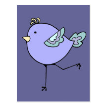 Love Running with Cute Cartoon Chick, Bird Postcard