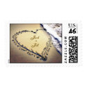 Love Sand Heart Beach Wedding Invitation Stamp