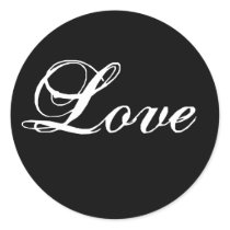 Love Seal_ White on Black_Formal Sticker by monogramgallery Love Seal_ White on Black_Formal Sticker