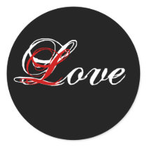 Love Seal_ White on Black with red_Formal Sticker by monogramgallery Love Seal_ White on Black with red_Formal Sticker