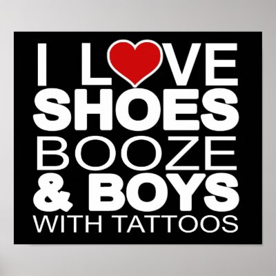 Love Shoes Booze Boys with Tattoos Print