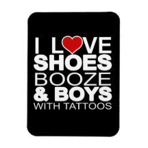 Love Shoes Booze Boys with Tattoos Rectangular Magnets