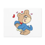 love sick boy teddy bear design post card