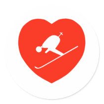 Love Skiing Red Heart stickers by ValentinesDayHearts Love Skiing Red Heart stickers