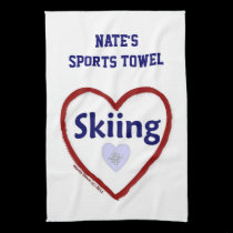 Love Skiing - Sports Towel (Personalize) kitchen towels