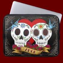 Love Skulls Day of the Dead Neoprene laptop sleeves