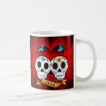 Love Skulls with Bluebirds Mug
