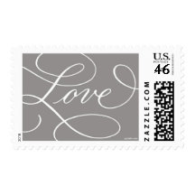 Love . Slate Gray White Postage Stamp