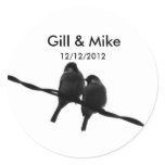 Love/Sparrow Pair B&W Photo Wedding Sticker
