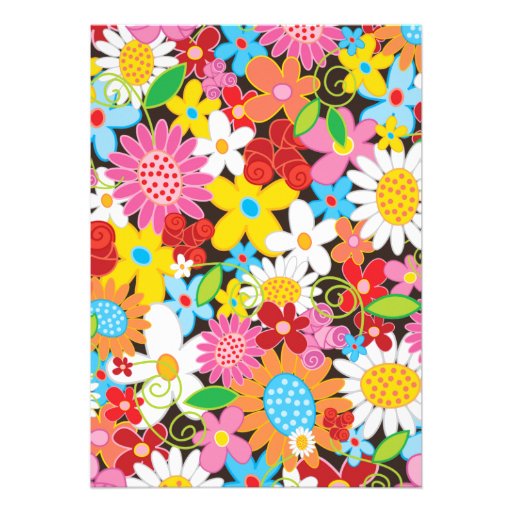 LOVE Spring Flowers Colorful Bridal Shower Party Personalized Invites