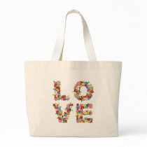 LOVE Spring Flowers Colorful Custom Gift Tote Bag
