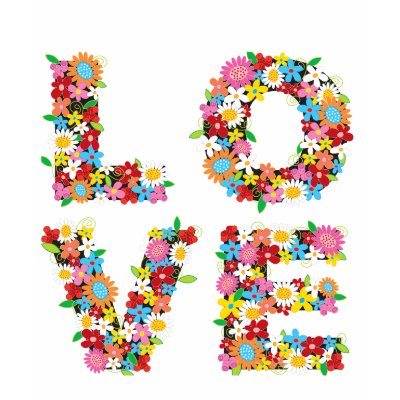 LOVE Spring Flowers Valentine Wedding Gift T-shirt by fat_fa_tin