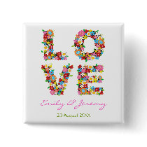 LOVE Spring Flowers Wedding Favor Gift Button