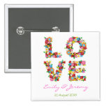 LOVE Spring Flowers Wedding Favor Gift Button buttons