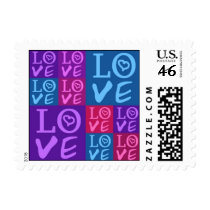 Love Squared Wedding Stamp Purple Pink Turquoise by JaclinArt Love Squared Wedding Stamp Purple Pink Turquoise