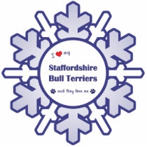 Love Staffordshire Bull Terriers (They) Ornament photo sculptures