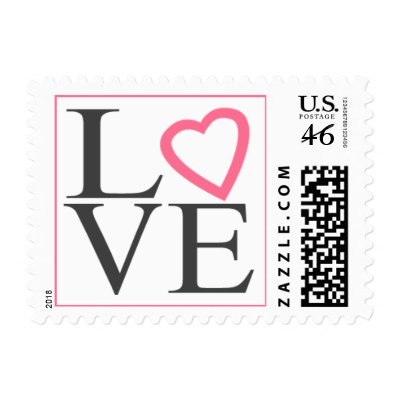 Love Stamps Dark Gray And Pink Wedding Postage