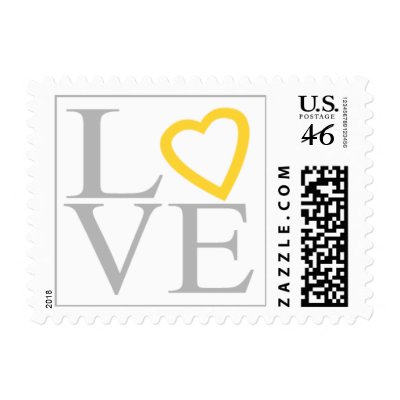Love Stamps Gray And Yellow Wedding Postage by TDSwhite Wedding