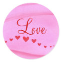 Love sticker with hearts background