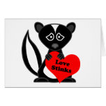 Love Stinks Cute Cartoon Skunk Holding Heart Greeting Card