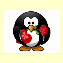Love Struck Penguin With Valentine Gifts postcards