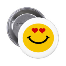 Love struck smiley pinback button