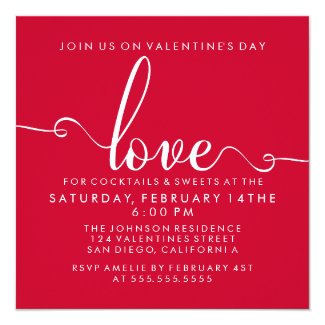 "Love" Stylish Valentines Day Party Invitation