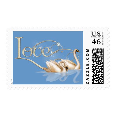 Love Swans Wedding postage stamp