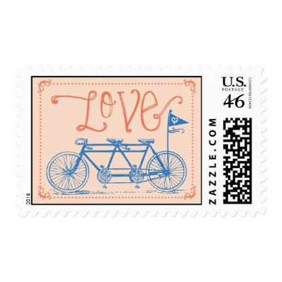 Love - Tandem Bike Postage Stamp