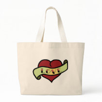 Love Tattoo Heart Tote Bags